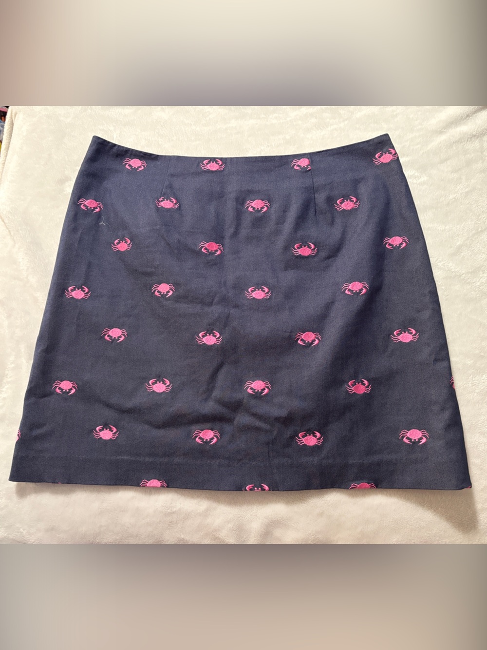 Lilly Pulitzer size 14 xl vintage Navy Mini Skirt with Pink Crab Print